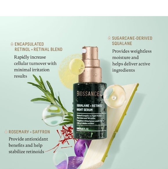 NEW Biossance Squalane Retinol Night Serum full size - Picture 2 of 4